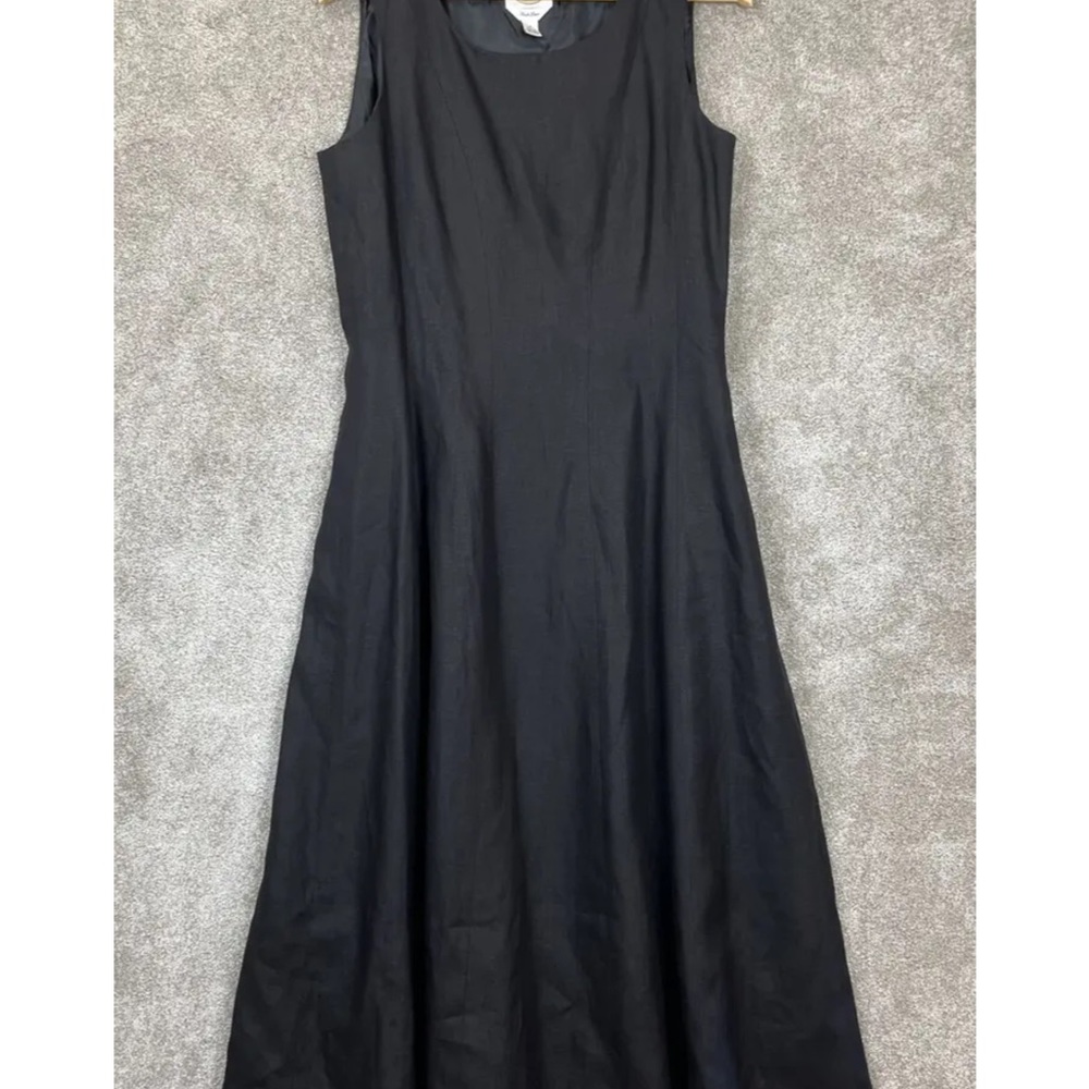 Talbots black Irish linen fit and flare dress, size 12.